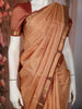 Peach Diamond Woven Kanchipuram Silk Saree with Gold Zari Border