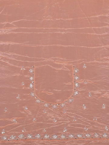 Peach Floral Design Satin Saree - Diadem