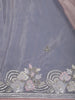 Pastel Peach Floral Design Synthetic Saree