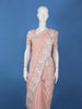 Pastel Peach Floral Design Synthetic Saree