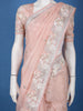 Pastel Peach Floral Design Synthetic Saree