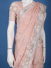 Pastel Peach Floral Design Synthetic Saree