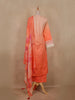 Peach Floral Embroidered Design Cotton Straight Cut Salwar Suit