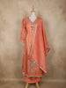 Peach Floral Embroidered Design Tissue Silk Anarkali Salwar Suit