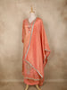 Peach Floral Embroidered Design Tissue Silk Anarkali Salwar Suit