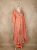 Peach Floral Embroidered Design Tissue Silk Anarkali Salwar Suit