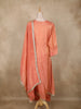 Peach Floral Embroidered Design Tissue Silk Anarkali Salwar Suit