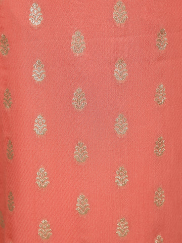 Peach Floral Embroidered Silk Salwar Suit - Diadem