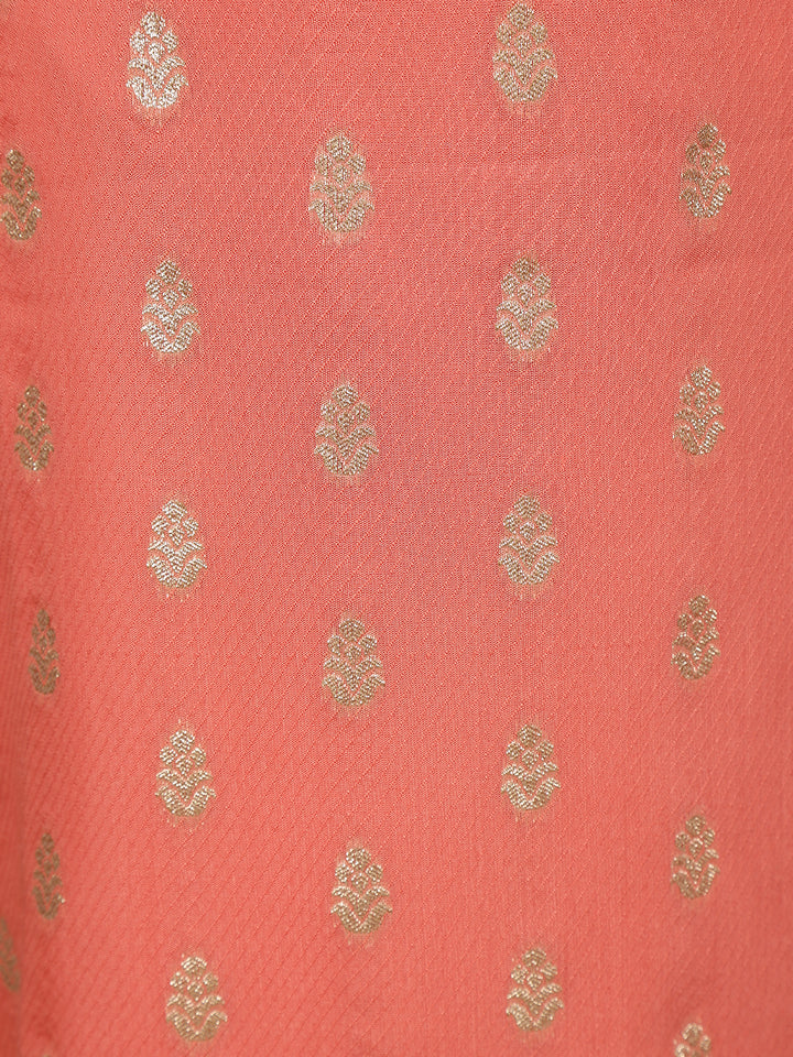 Peach Floral Embroidered Silk Salwar Suit - Diadem