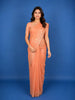 Peach Floral Embroidered Tissue Saree with Scalloped Border