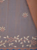 Peach Floral Embroidered Tissue Saree with Scalloped Border - Diadem