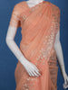 Peach Floral Embroidered Tissue Saree with Scalloped Border - Diadem