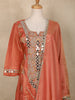 Peach Floral Embroidered Tissue Silk Palazzo Suit with Dupatta