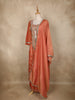 Peach Floral Embroidered Tissue Silk Palazzo Suit with Dupatta
