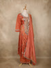 Peach Floral Embroidered Tissue Silk Palazzo Suit with Dupatta