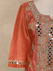 Peach Floral Embroidered Tissue Silk Palazzo Suit with Dupatta