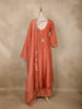 Peach Floral Embroidered Tissue Silk Palazzo Suit with Dupatta