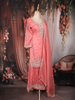 Peach Floral Embroidered Tissue Silk Sharara Suit with Dupatta