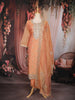 Peach Floral Embroidered Tissue Silk Straight Cut Salwar Suit with Dupatta