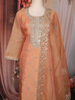 Peach Floral Embroidered Tissue Silk Straight Cut Salwar Suit with Dupatta