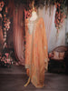 Peach Floral Embroidered Tissue Silk Straight Cut Salwar Suit with Dupatta