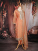 Peach Floral Embroidered Tissue Silk Straight Cut Salwar Suit with Dupatta
