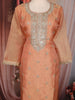 Peach Floral Embroidered Tissue Silk Straight Cut Salwar Suit with Dupatta