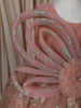 Peach Floral Glitter Design Net Kids Gown with Oversized Bow Detailing