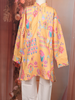 Peach Floral Motif Printed Kids Cotton Kurta Set