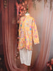 Peach Floral Motif Printed Kids Cotton Kurta Set