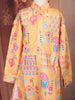 Peach Floral Motif Printed Kids Cotton Kurta Set