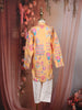 Peach Floral Motif Printed Kids Cotton Kurta Set