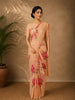Peach Floral Printed Design Georgette Saree