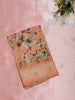 Peach Floral Printed Design Mixed Cotton Saree