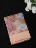 Peach Floral Printed Design Mixed Cotton Saree
