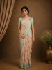 Peach Floral Printed Design Tussar Saree