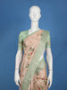 Peach Floral Printed Design Tussar Saree