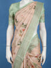 Peach Floral Printed Design Tussar Saree
