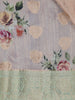 Peach Floral Printed Design Tussar Saree
