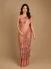 Peach Floral Printed Pura Tussar Silk Saree
