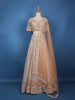 Peach Floral Sequins Embroidered Net Lehenga Set With Dupatta