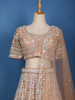 Peach Floral Sequins Embroidered Net Lehenga Set With Dupatta
