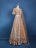 Peach Floral Sequins Embroidered Net Lehenga Set With Dupatta