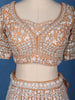 Peach Floral Sequins Embroidered Net Lehenga Set With Dupatta