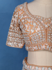 Peach Floral Sequins Embroidered Net Lehenga Set With Dupatta
