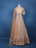 Peach Floral Sequins Embroidered Net Lehenga Set With Dupatta