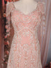 Peach Floral Sequins Embroidered Net Mermaid Gown with Beaded Tassel Sleeves