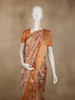 Peach Floral Woven Design Tissue Silk Fancy Saree
