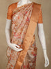 Peach Floral Woven Design Tissue Silk Fancy Saree