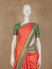 Peach Geometric Diamond Designed Silk Saree - Diadem